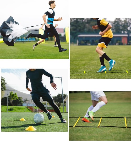GHB Agility Ladder - Speed Training Workout Ladder with 12 Rungs, 20ft Length & 6/10 Cones