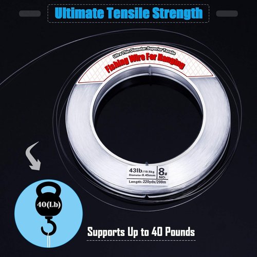 Acejoz Clear Fishing Line - 656FT Strong Nylon String Supports 40 Pounds for Balloon Garland Decor