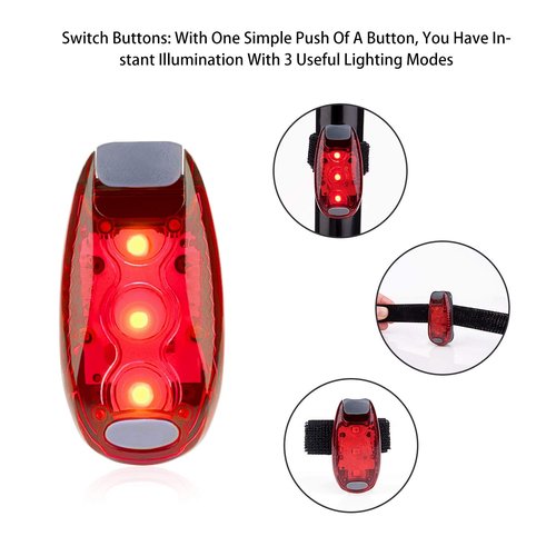 Awpeye 12 Pack Led Safety Light, Safety Light, High Visibility Strobe Running Lights Used for Bicycle, Walking Etc. Clip-On Running Lights Clip to Clothes Strap to Wrist, Bike Or Anywhere (Red)