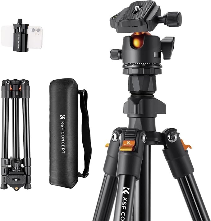 K&F CONCEPT 64 inch/163 cm Camera Tripod, Lightweight Travel Outdoor DSLR