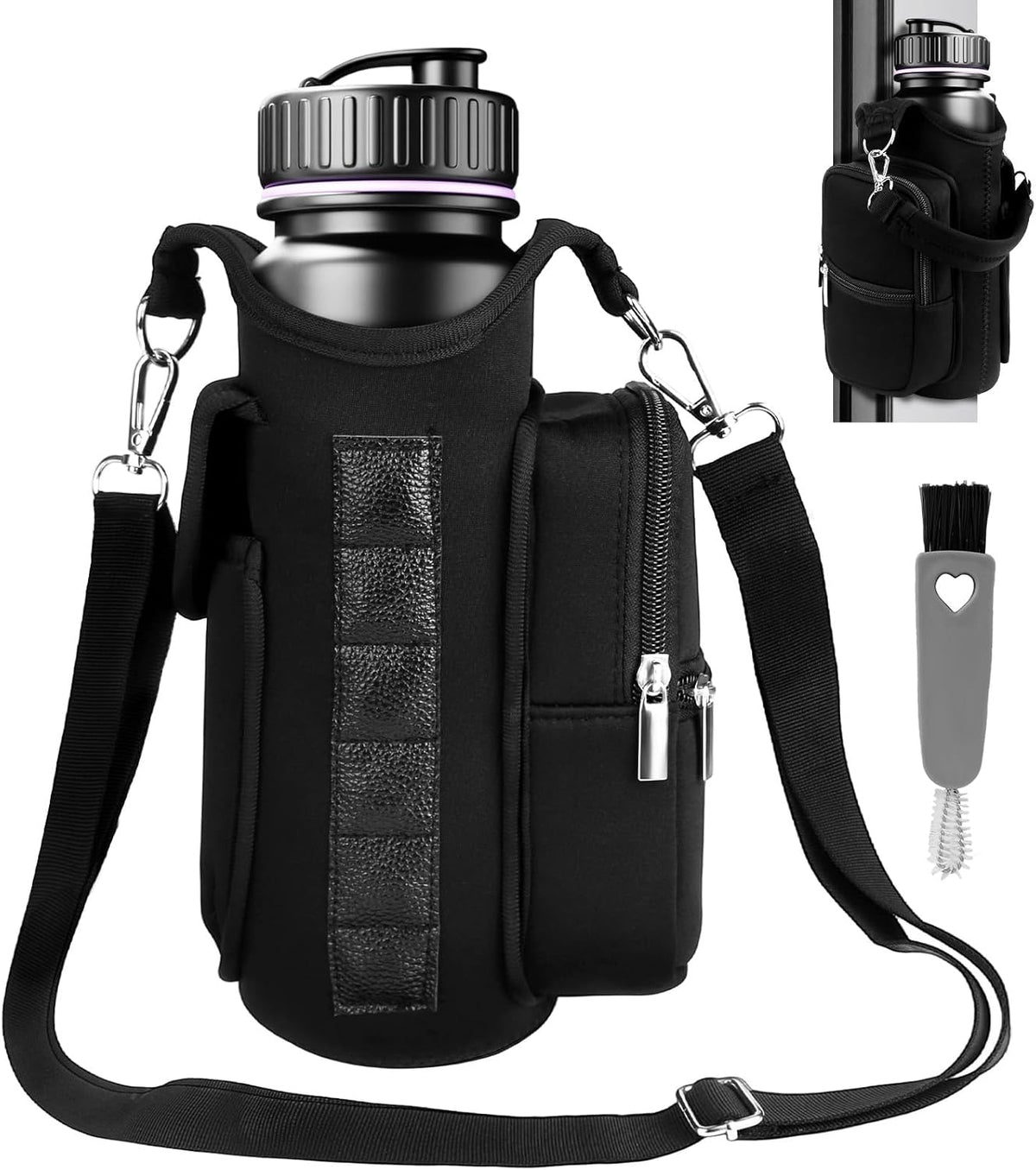 Skiennix Magnetic Gym Bag - Versatile Water Bottle Holder with Strap & Cleaning Brush | Ideal for Travel & Sports