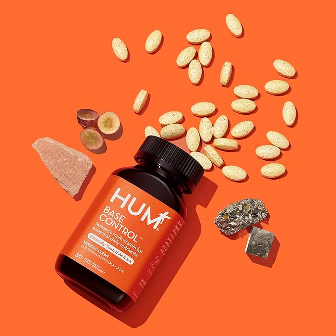 HUM Base Control - Daily Women's Multivitamin & Minerals w/B Complex, Vitamin C, 22 Micro-Nutrients + Iron & Biotin to Support Pre-Menopause Women - Non-GMO & Gluten-Free (30 Tablets)