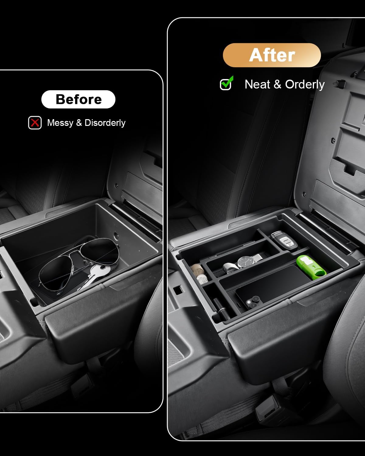 2026 Silverado 1500 Center Console Organizer For 2019-2026 Chevy Silverado 1500/GMC Sierra 1500/2020-2026 Silverado/Sierra 2500HD/3500HD Accessories Center Console - Only Fit Split-Bench Front Seat