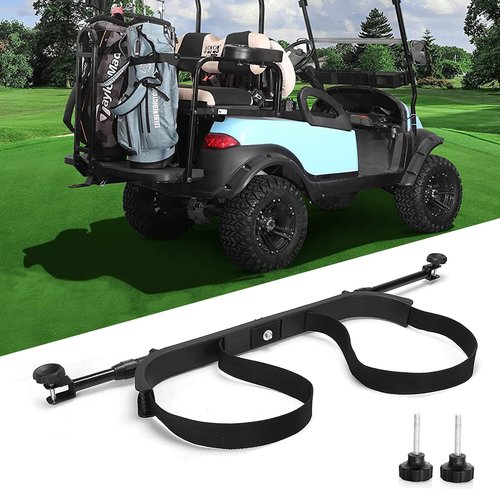 10L0L Universal Golf Cart Rear Seat Bag Holder Rack Attachment for Most 2+2 Golf Cart, Adjustable No-Drilling Golf Cart Bag Holder Fits Yamaha, EZGO, Club Car