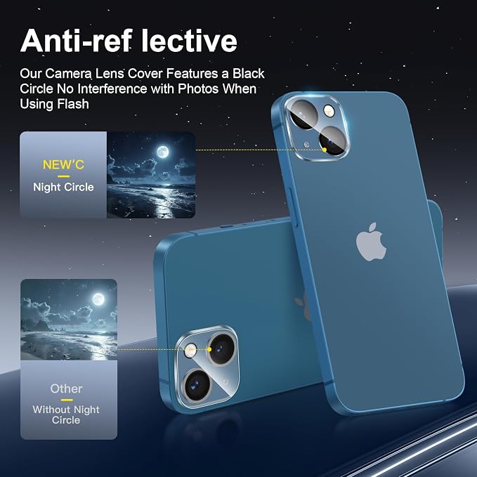 NEW'C 3x Privacy for iPhone 13 Screen Protector+ 3x Camera Lens Protector