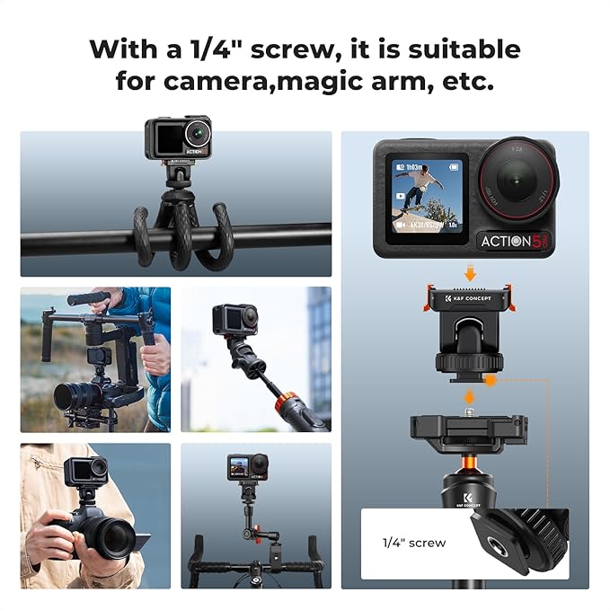 K&F CONCEPT Cold Shoe Action Camera Magnetic Quick Mount Holder, Tripod Mount