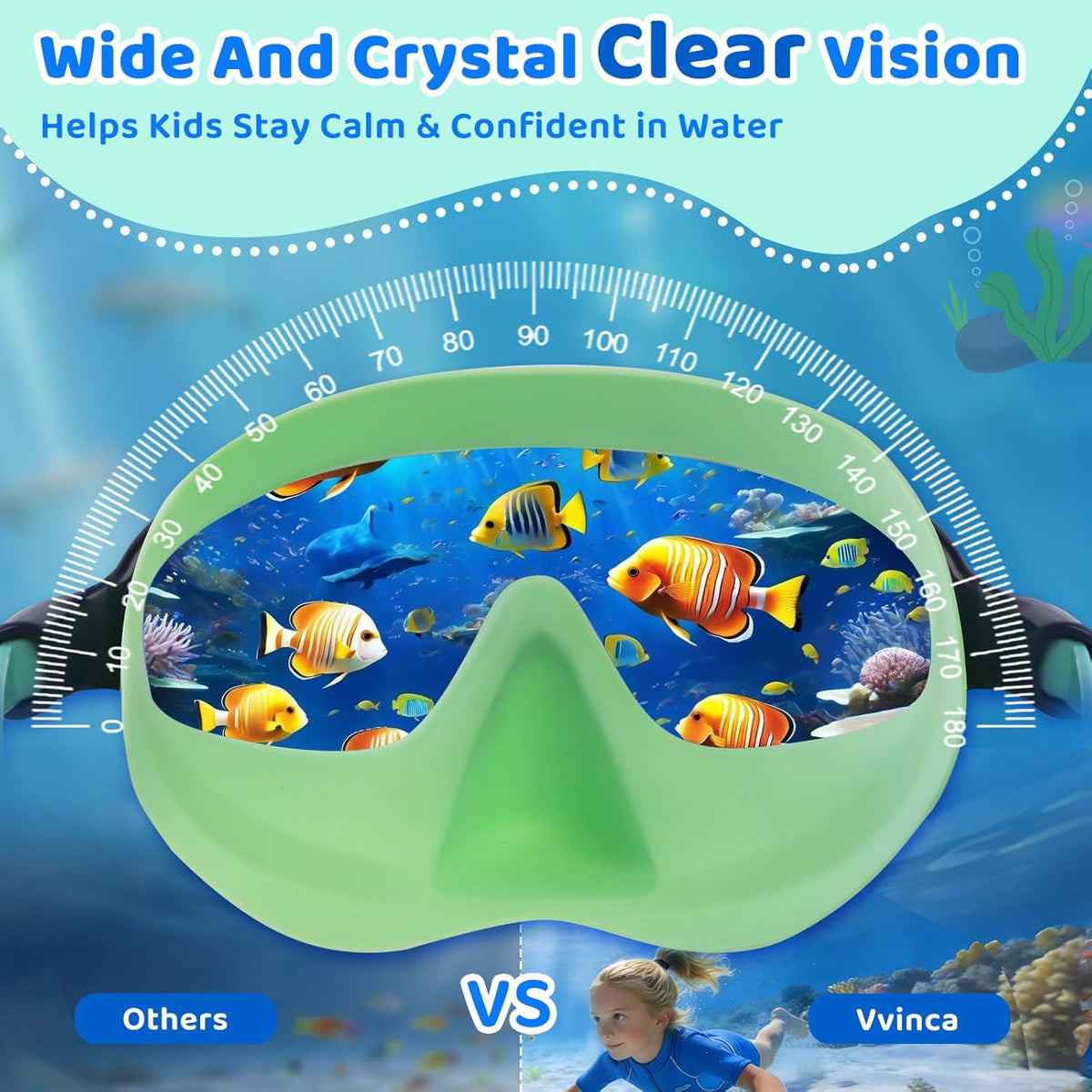 Vvinca Kids Swim Goggles - Anti-Fog UV Protection & Nose Cover | 2 Pack for Ages 3-14