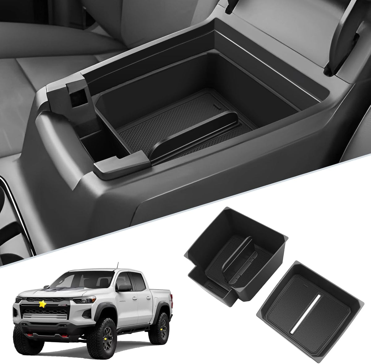 SKTU 2-Pack for 2023-2025 2026 Chevy Colorado/GMC Canyon Center Console Organizer for 2023-2026 Chevy Colorado/GMC Canyon Console Tray 2023 2024 2025 2026 Colorado Canyon Accessories Double Layers