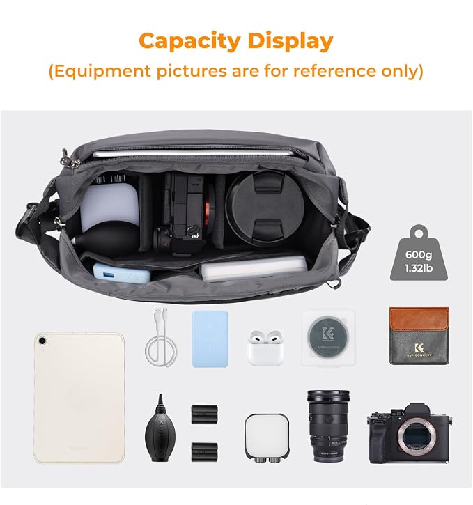 K&F CONCEPT Camera Sling Bag Crossbody Bag Waterproof Camera Shoulder Backpack