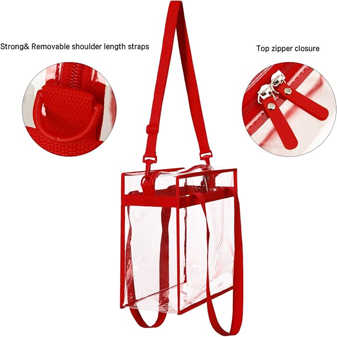 BAGAIL Clear Bags 12x6x12 Stadium Approved Clear Tote Bag