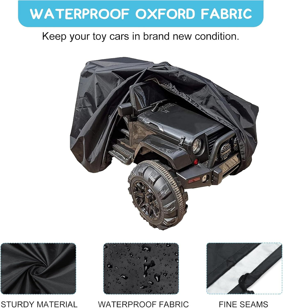 Large Ride-On Truck Toy Car Cover, Outdoor Cover for Power Wheels, Kids Electric Car Cover Waterproof All Weather Protect Kids Car Toy Vehicles - Universal Fit