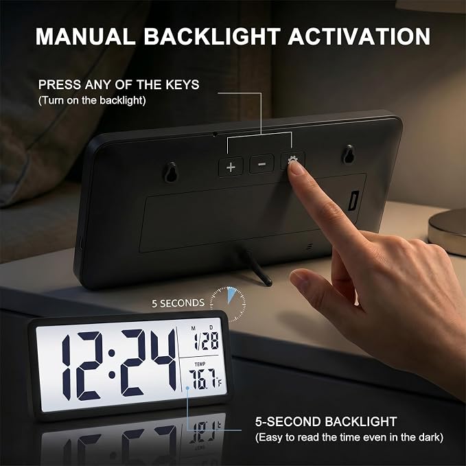 JoFomp 10.5" Large Digital Wall Clock Battery Operated