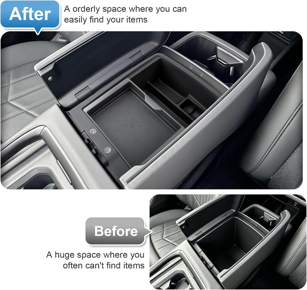 Double Layer, 2027 Telluride Center Console Organizer for Kia Telluride (SX Prestige, X-Line SX Prestige, X-Pro SX Prestige),Durable ABS&Anti-Slip Rubber Console Tray 2027 Telluride Accessories