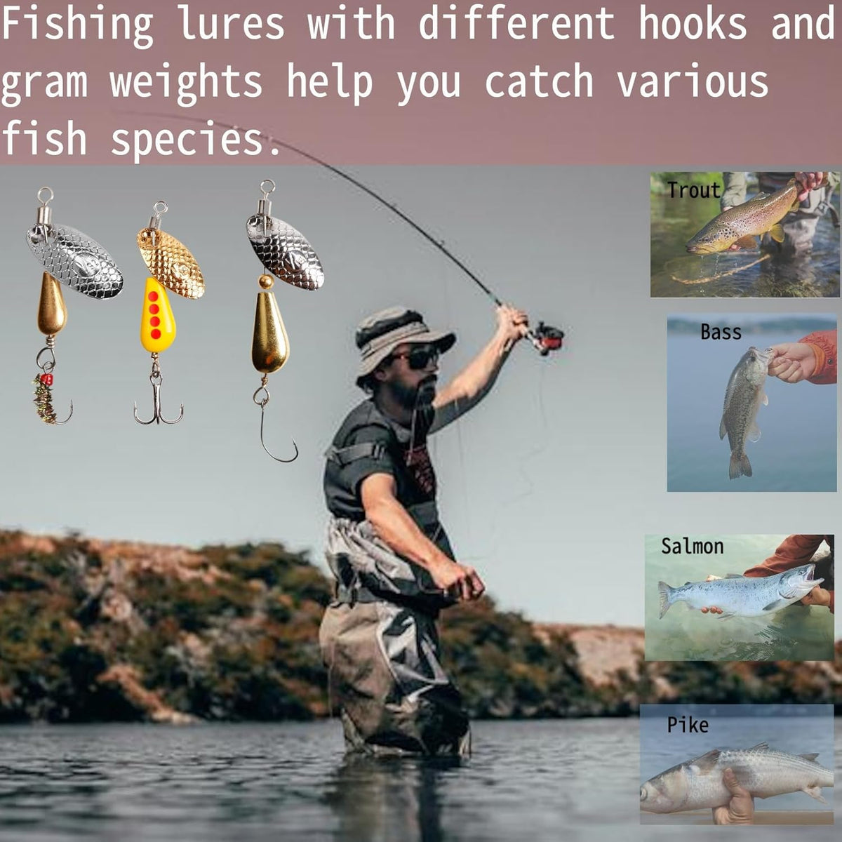 SHIAWASENA Fishing Spinners - 10pcs Trout Lures Kit with High-Reflective Flash Spoons | Inline & Treble Hooks