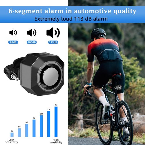 NineLeaf Bike Alarm - USB Rechargeable Anti-Theft Wireless Security System | 110dB Loud with Remote & Mount