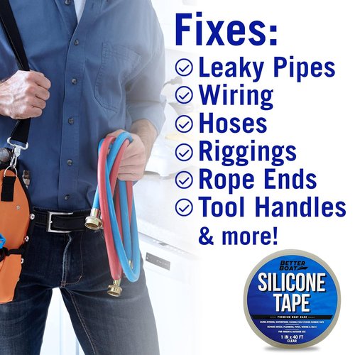 Better Boat Self-Fusing Silicone Tape - Waterproof Leak Repair for Hoses & Pipes | 1 in x 40 ft