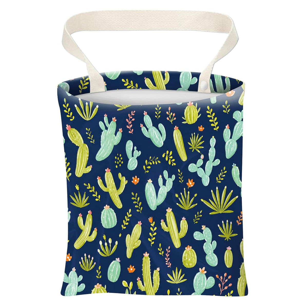 Car Trash Can, Cute Car Trash Bag, Hanging Car Organizer and Storage Bag, Trash Bin for Car Accessories, Vehicle, Travelling, Camping Cute Blue Beige Floral