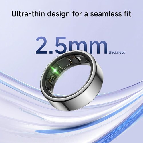 KIRAMA Smart Health Ring - Fitness Tracker with Heart Rate Monitor & Sleep Support | Ultra-Thin Design (Silver, Size 7)