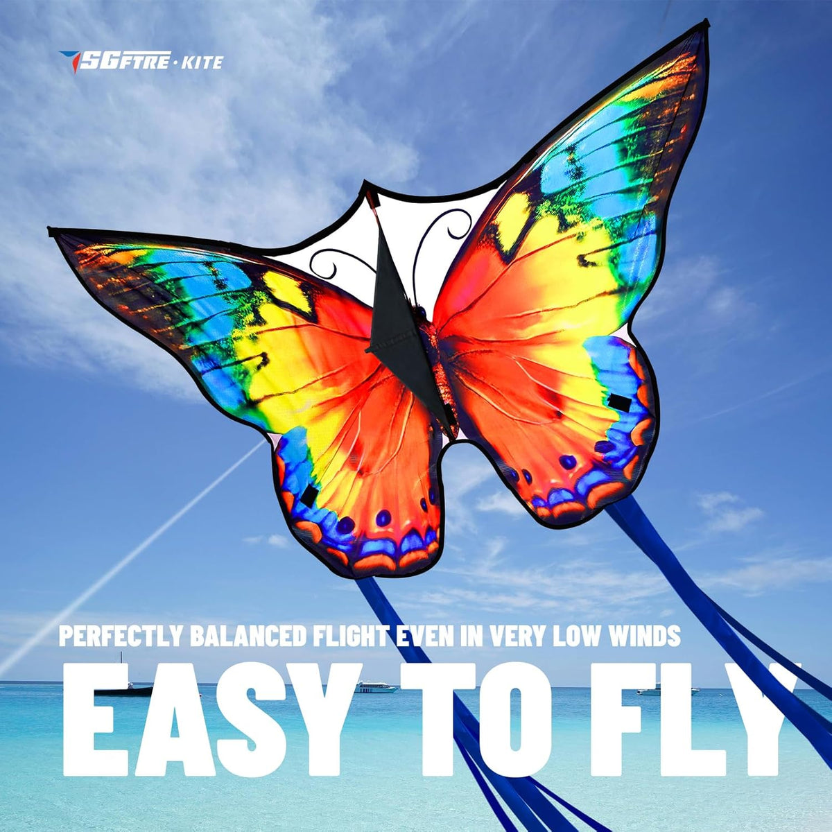 SGftre Butterfly Kites - Easy to Fly for Kids & Adults | Perfect for Outdoor Family Fun (Flower Splendour)