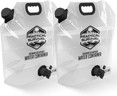 Collapsible Water Container Bags by [Brand Name] - 2.1 Gallon BPA-Free Portable Storage Jugs | 2 Pack for Camping & Emergency Preparedness