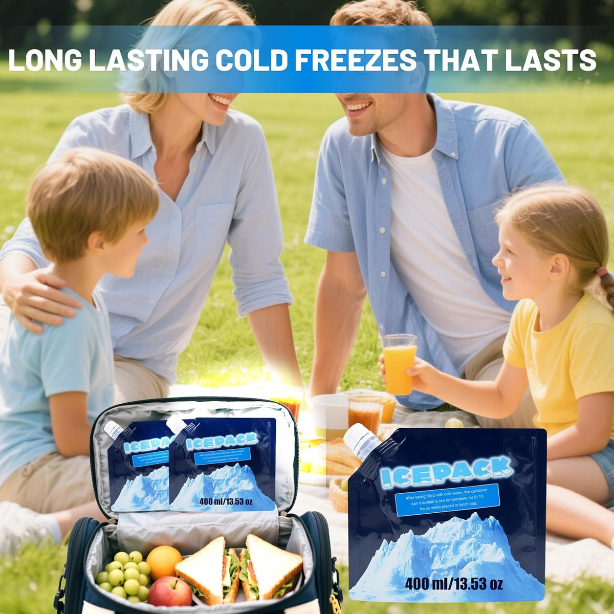 Skiennix Reusable Ice Packs - 5 Pack Freezable Gel Packs for Lunch Boxes, Camping & Medical Use - Leakproof & Long-Lasting Cold Storage
