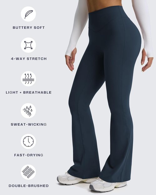 Aoxjox Flare Leggings for Women - Mid-Rise Hidden Scrunch Butt Lifting | Available in 30", 32", 34" Sizes