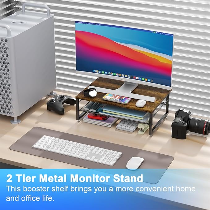 gianotter 2-Tier Metal Monitor Stand Riser, Desk Organizer