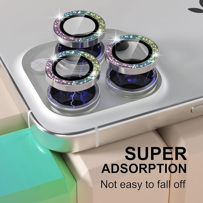 Misea Compatible for iPhone 16 Pro/iPhone 16 Pro Max Camera Lens Protector Bling