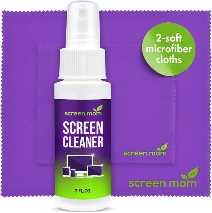 Screen Cleaner Spray and 2 Microfiber Cloths - 2oz Bottle by Screen Mom-Screen