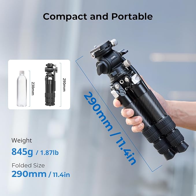 SmallRig Portable Carbon Fiber Tabletop Tripod Kit, Built-in QR Plate