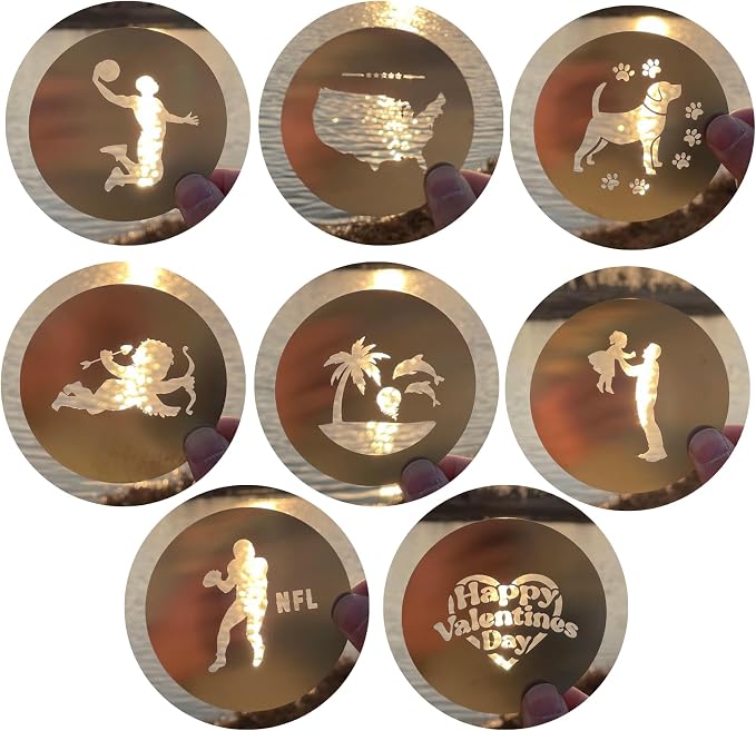 16Pcs Unique Round Gobos Kit for Optical Snoot, 86mm/3.4in Metal Plate Patterns