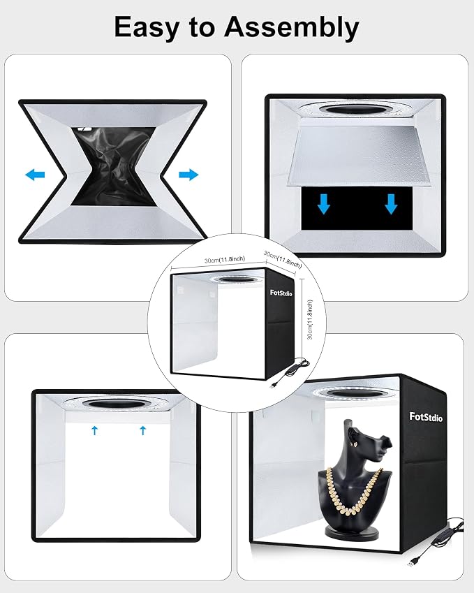 Light Box & Photo Box Photography Portable 12"x12" Studio Kit
