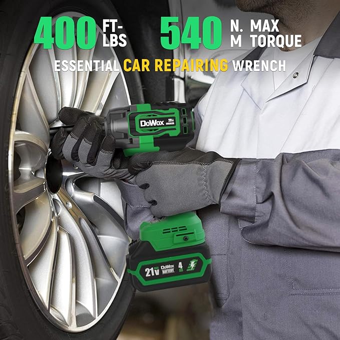 Cordless Impact Wrench, 400Ft-lbs (540N.m) Max Torque, 1/2 Impact Gun w/Brushless Motor, Compatible with Makita 18V Battery, Fast Charger, 4 Sockets, Socket Adapter, Nut Bits and Tool Bag