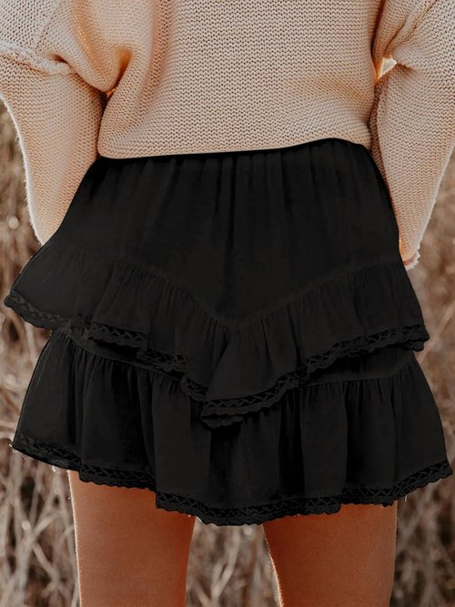 Aoudery Flowing Shorts - Women's Casual Boho Ruffle Tiered Skorts | High Waist Mini Golf & Tennis