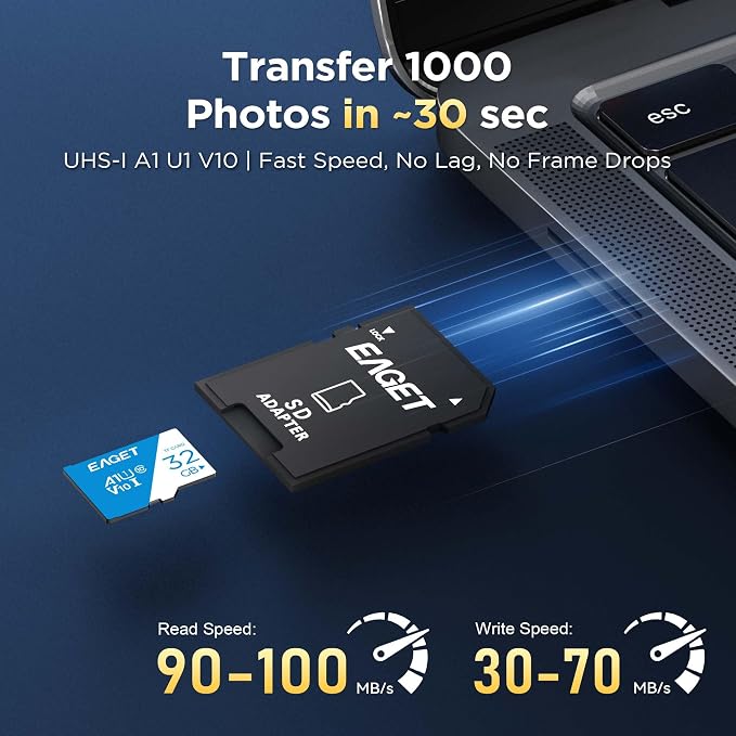 EAGET 3-Pack 32GB TF Memory Card Up to 100MB/s Read 30MB/s Write