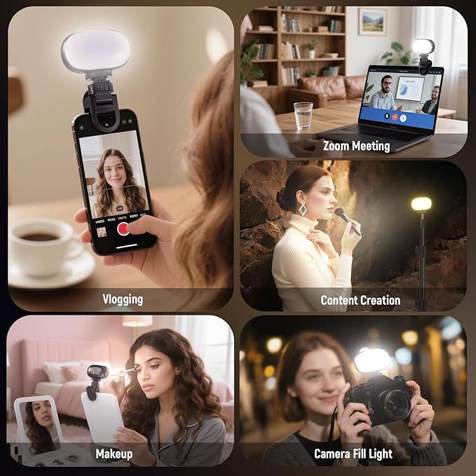 NEEWER Basics Portable Selfie Light, 3W Clip on Phone Small LED Cold Shoe