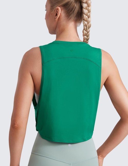 CRZ YOGA Pima Cotton Tank Top for Women - Loose Fit Sleeveless Workout Shirt | Athletic Yoga & Gym Wear