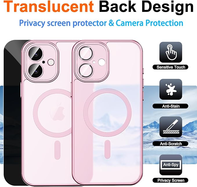 for iPhone 16 Case with Privacy Screen Protector and Camera Protection