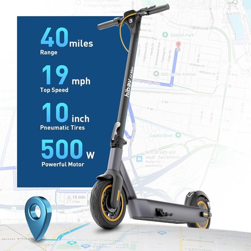 Hiboy S2 MAX Electric Scooter - 500W Motor, 10" Tires, 40.4 Miles Range, 19 MPH Folding Commuter