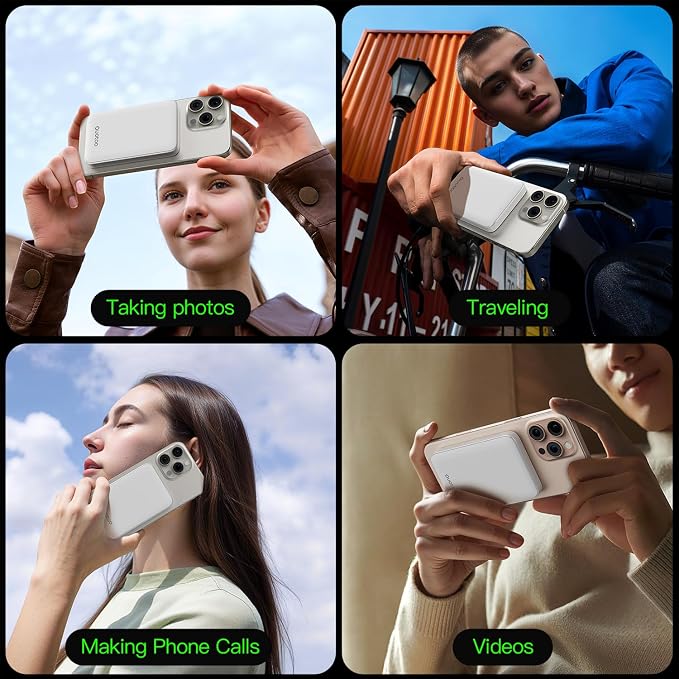 Ouotoo New for Magsafe Portable Charger,5000mAh Power Bank with Type-C 20W PD Fast Charging Travel, Lightweight and Slim, LED Display for Magsafe Battery Pack for iPhone 17/16/15/14/13/12 All Series