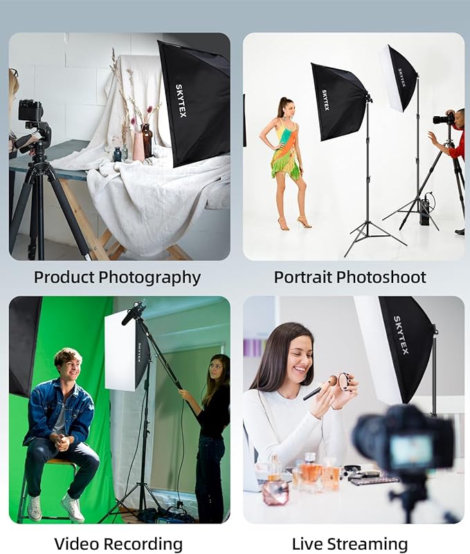 Skytex Softbox Lighting Kit 2Pack, 20x28in Soft Box |Upgrade 135W 2700-6400K