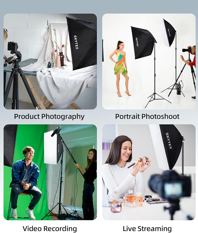 Skytex Softbox Lighting Kit 2Pack, 20x28in Soft Box | 135W 5500K E27 CFLBulb