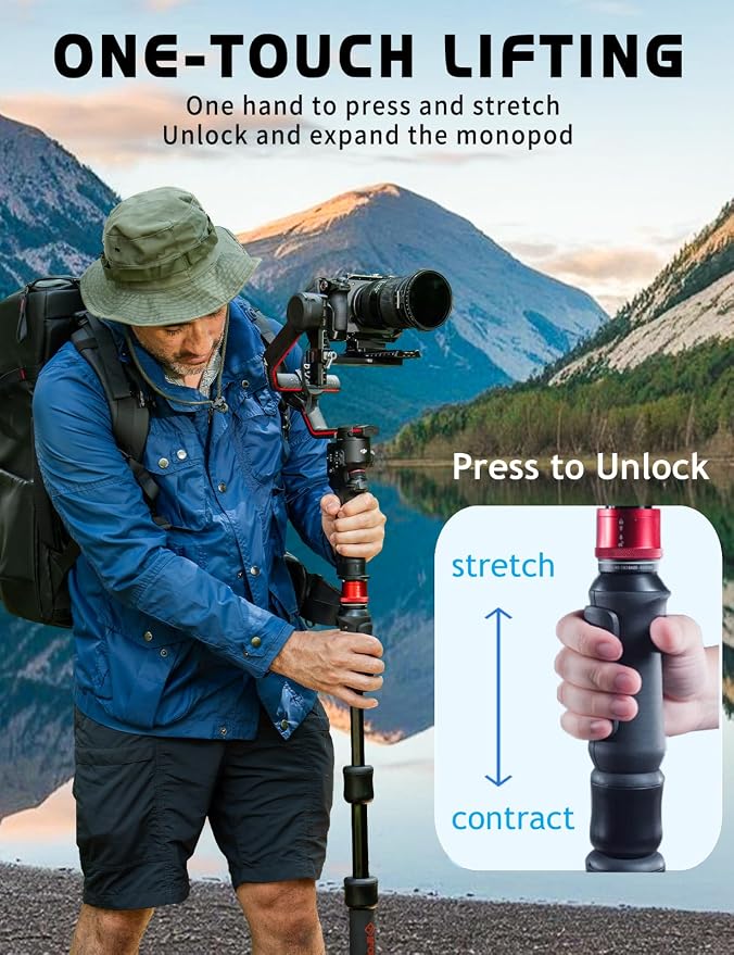IFOOTAGE Monopod Cobra 3 Strike A150S, 1/4'' & 3/8'' Quick Release Compatible