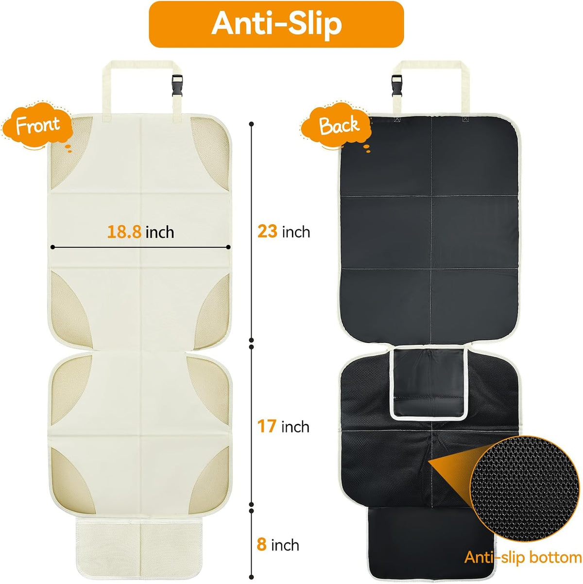 Musclez Car Seat Protectors Carseat Covers, Non-Slip Backing White, 2pcs
