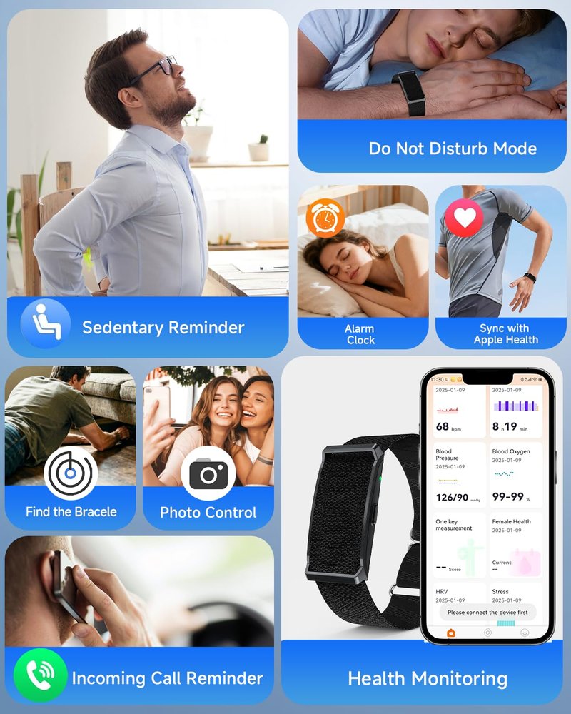 Smart Bracelet for Men Women, Health Activity Fitness Trackers, 24/7 Continuous Blood Pressure/Heart Rate Monitor, 24H Sleep Tracker,170+ Sports Modes Fitness Tracker, Smart Band with Free APP 2 Bands