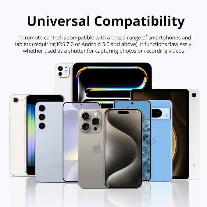 ATUMTEK Camera Remote Shutter for iPhone and Android Smartphones, Wireless