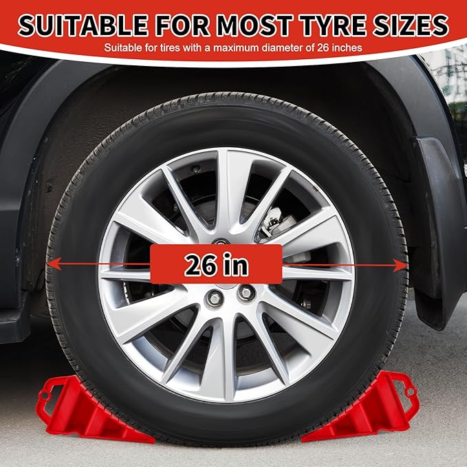Wheel Chocks for Trailers, 4 Pack Hard Plastic RV Wheel Chocks with Handles for Easy Removal, Tire Chock for Cars Wheels, Keep Your Truck or Camper in Place