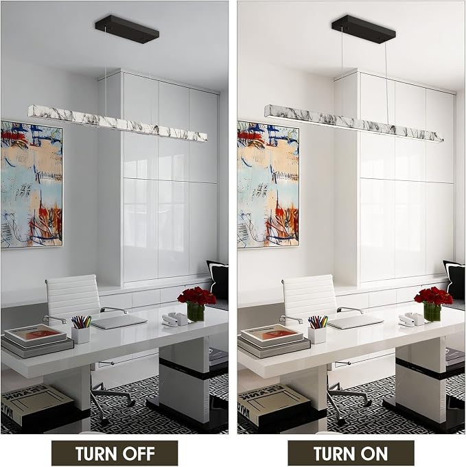 Linear Pendant Lights for Kitchen Island, 39” Modern LED Chandelier for Dining