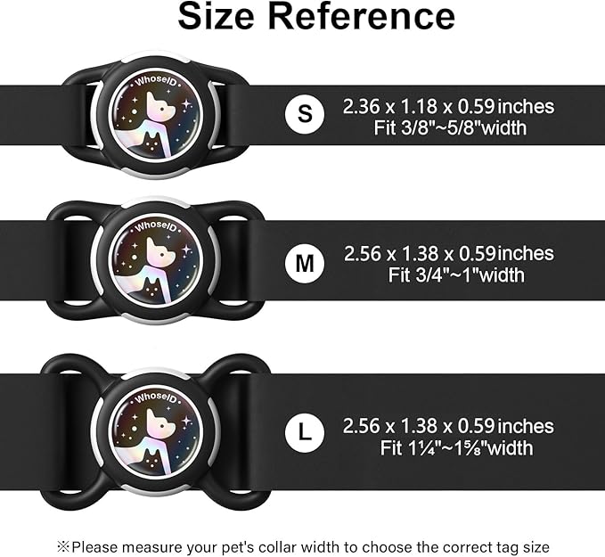 Waterproof Airtag Dog Collar Holder, Silicone & ABS Airtag Holder for Dog & Cat Collars, Ultra-Durable, Lightweight and Protective Airtag Case (Black-1, Small)