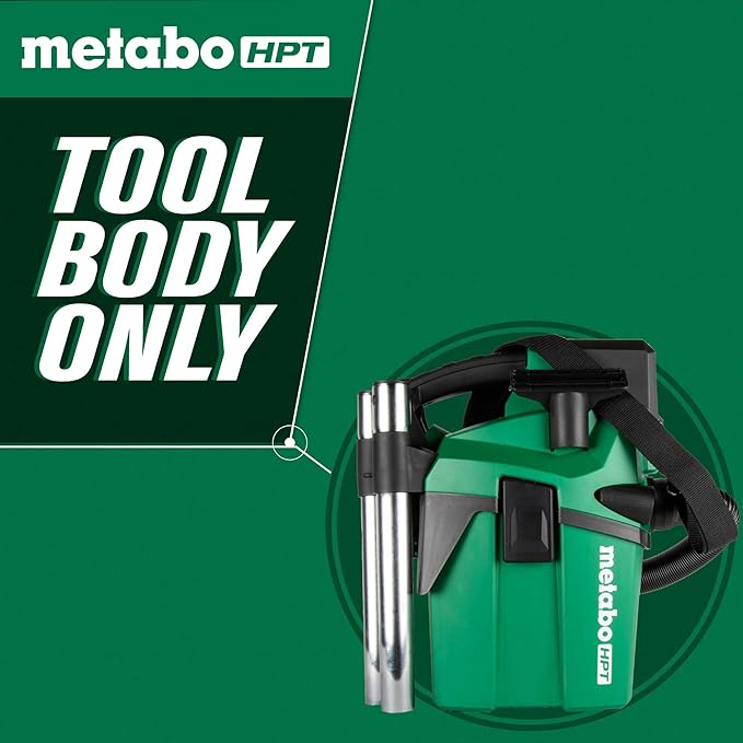 Metabo HPT 18V Cordless Wet/Dry Vacuum, 1.6 Gallon HEPA Filter Vacuum, Powerful 74 CFM Airflow, 8 ft. of Stretchable Hose, Eco and Boost Modes, Lightweight Design, Tool Body Only, RP18DAQ4